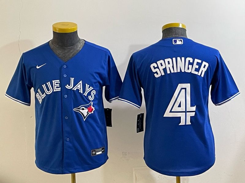 Youth 2025 Toronto Blue Jays #4 Springer blue Game Nike MLB Jersey style 01->->